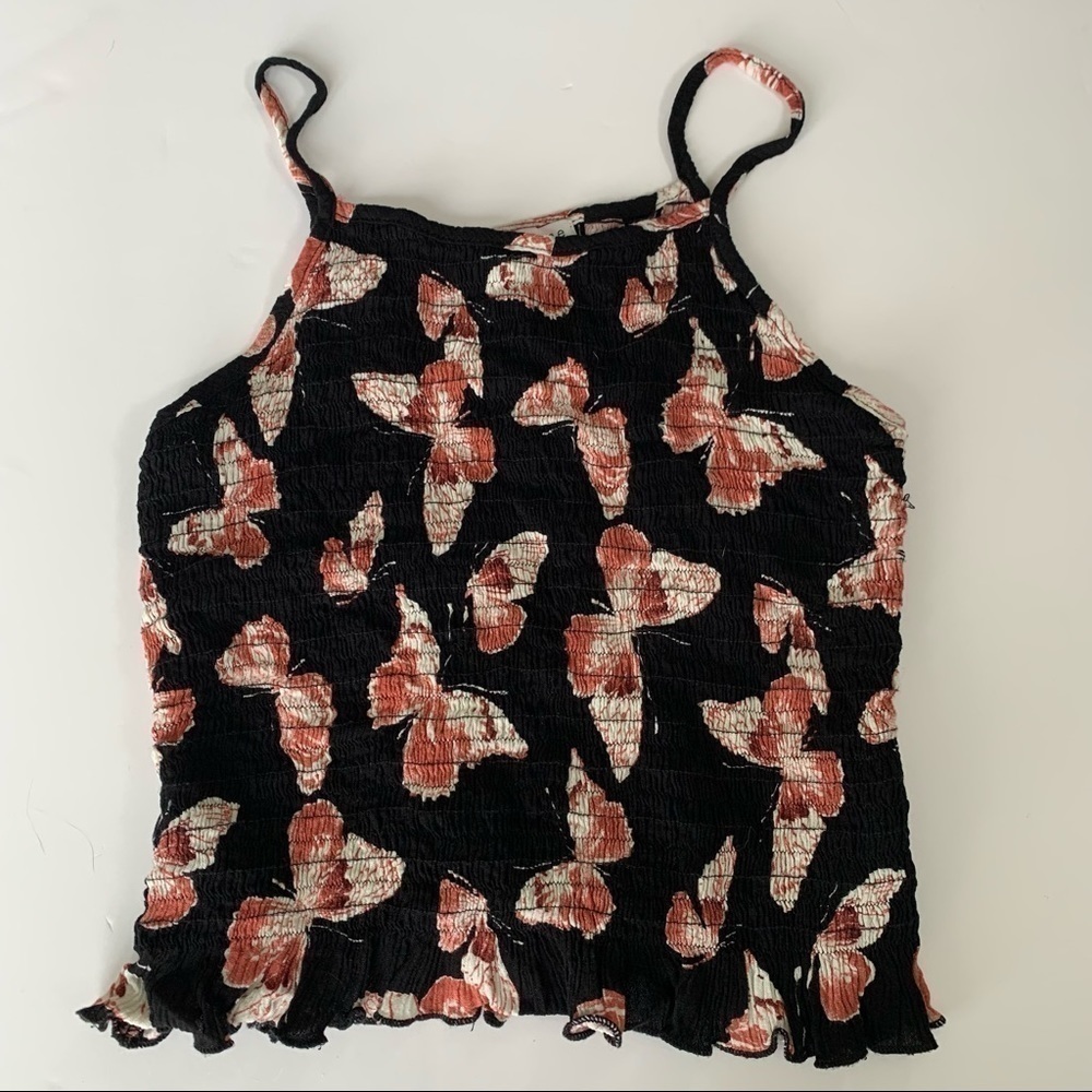 Paper Crane Ribbed Butterfly Top Extra Small